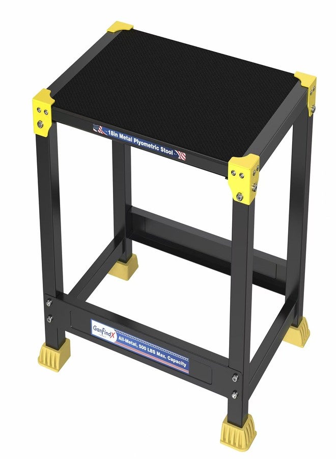 GanFindX Steel Plyo Box 12/18 Inch Surface Metal Plyometric Jumping Box Home Gym Jump Trainer for Fitness Exercise Agility Stamina Conditioning Strength Training and Dumbbell Rack (18''Black) - Image 1